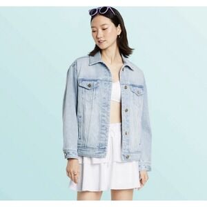 Stoney Clover Lane Denim Jacket Women's Medium Blue Long Sleeve Button Front